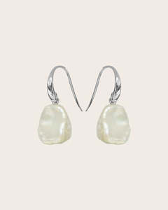 Sterling Silver Freshwater White Keshi Pearl Drop Earrings