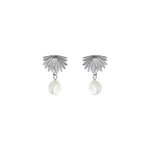 Boh Runga - Sterling Silver Fan Tail Pearl Stud Earrings