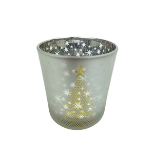 Products: Silver Christmas Tree Glass Candle Jar - Candle Creations