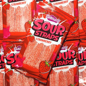 Sour Lollies: Sour Straps Strawberry 160g