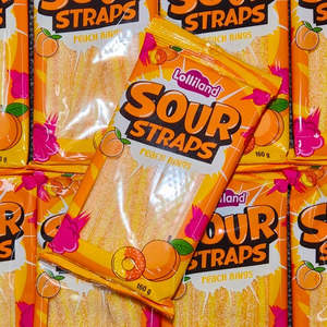 Sour Lollies: Sour Straps Peach Rings 160g