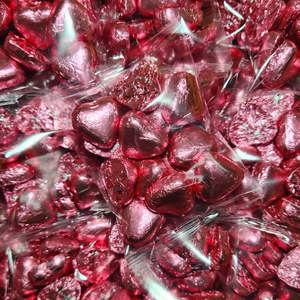 Chocolates: Pink Foiled Chocolate Hearts