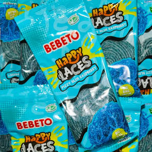 Licorice Candy: Bebeto Happy Laces Fizzy Blue Raspberry 180g