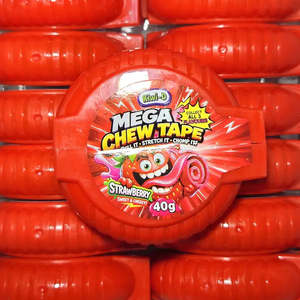 Chewing Gum Lollies: Mega Chew Tape Strawberry 40g