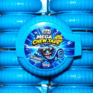 Chewing Gum Lollies: Mega Chew Tape Blueberry 40g