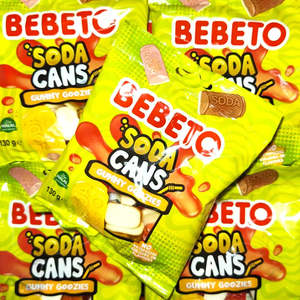 Halal Lollies: Bebeto Soda Cans Gummy Goozies 130g