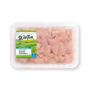 Products: Waitoa Free range Diced breast 450gm Packet - Cantab Gourmet Chicken