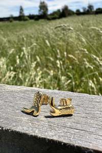 Elite Equestrian Jewellery 1: Bless Your Heart Cowboy Boot Studs - Sterling Silver 14K Gold Plated