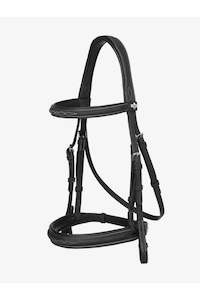 Bridles Reins Bits: LeMieux Stitched Hunter Bridle with Laced Reins Black Silver