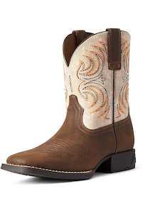 Ariat Children's Storm Western Boots Antique Brown/Cream