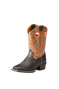 Footwear 1: Ariat Children's Roughstock Western Boots Dark Java/Light Saddle