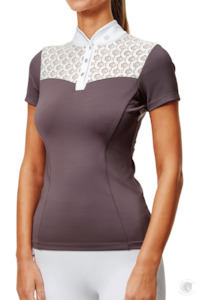Equestrian Stockholm Crystal Champion Competition Top White Dark Violet