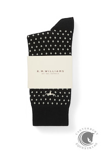 R.M. Williams Nelson polka dot sock 2 pack Black/Cream