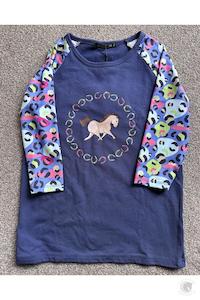 DUBLIN TESSA RAGLAN 3/4 PRINTED TEE BLUEBERRY NAVY CHILDS