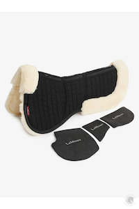 Lemieux Saddle Pads: LeMieux Merino+ ProSorb 3 Pocket Half Pad Black/Natural