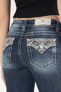 Miss Me: Miss Me Gold and Turquoise Floral Bootcut Jeans