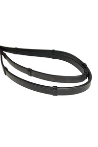 Bridles 1: Jeffries Falcon Plain Notched Leather Reins - Black, Full