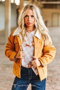 Casual Clothing: Camel Puffer Jacket with Ivory Sherpa Collar