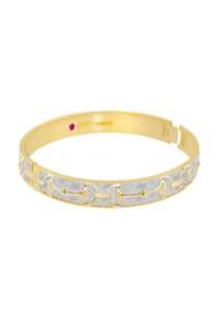 Equestrian Snaffle Bit Horse Bangle - Polished Gold with beige enamel