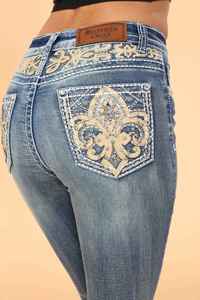 Casual Clothing: Westfield Eagle Bootcut Stretchy Women's Bling Jeans - Mid Sand