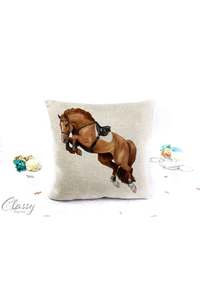 Jumping Horse Pillow Cover - Hunter Jumper, Chestnut