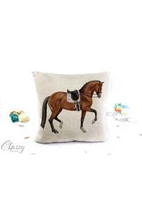 Dressage Horse Pillow Cover -  Bay
