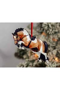 Jumping Horse Ornament - Bay Tobiano Hunter