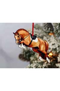 Jumping Horse Ornament - Chestnut Hunter