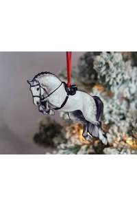 Jumping Horse Ornament - Gray Hunter