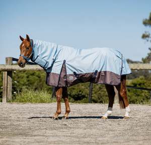 Horse Between Rugs: 2024 1200D No Fill Spacer Lined Baby Blue Combo NZ 6.3