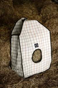 White & Orange Check Canvas Hay Bag
