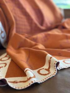 Clothing Bags Giftware: Knitted Blanket – Burnt Orange