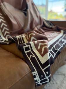 Clothing Bags Giftware: Knitted Blanket – Coffee/Cream