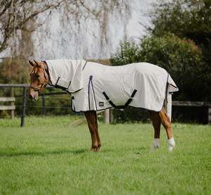 Horse Summer Rugs: Red/Navy Check Polycotton Summer Combo w/ Tail Bag