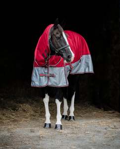 Horse Between Rugs: 1200D No Fill Red/Grey Combo 2026