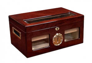 Humidors Desktop Large: Valencia large desktop humidor in High Gloss Golden Cherry finish (~120 count)