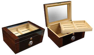 The Berkeley II Glass Top Desktop Humidor (~100 count)