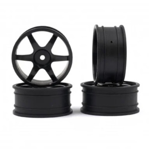 1 10 Speedway Wheels: Ride 24mm 6 Spoke Rim 4 pcs Black For 1/10 RC Touring Car