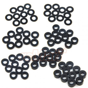 Aluminum M3 X 6mm Flat Washer 0.25 / 0.5 / 1  / 1.5 / 2 / 2.5 / 3mm 10pcs Set Black