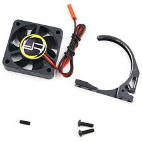 Motor Accessories: Yeah Racing Aluminum 7075 Fan Mount W/ Ya-0327 40mm Tornado Fan For 1/8 Motor Black