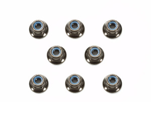 Wheel Nuts: 4mm Flange Nylon Lock Nut Black (8pcs)