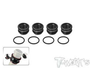 Damper Springs: T-Works - 1/8 Off Road 16mm Shock Spring Long Adjuster +11mm - 4pcs ( BLACK )