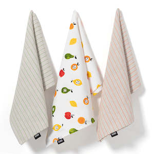 KAS Fruit Salad Stripes 3PK Tea Towel Set