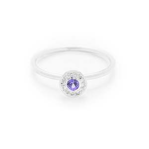 Products: Purple sapphire and diamond round ring