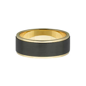 Fine Jewellery Mens Wedding Rings: 18ct yellow gold and zirconium male wedding rings