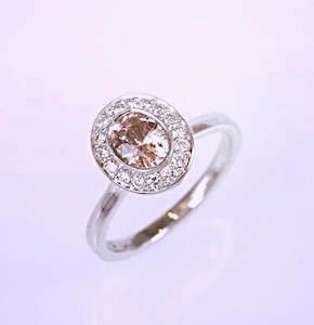 Collections Portfolio: Padparadscha Sapphire and diamonds cluster
