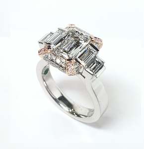 Collections Portfolio: Handmade baguette diamond cluster