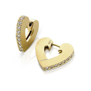 Fine Jewellery Earrings: Yellow gold diamond heart cuff earrings