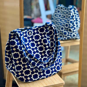 Chamak- Buckram Trapeze Tote 'Blue'