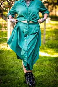 Skirts: Holi Button-thru Skirt - Emerald Green
